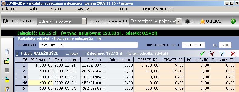 Znak # oznacza, że wiersz został zaznaczony Przycisk zaznaczania pojedynczego wiersza Przycisk wszystkie wierszy.