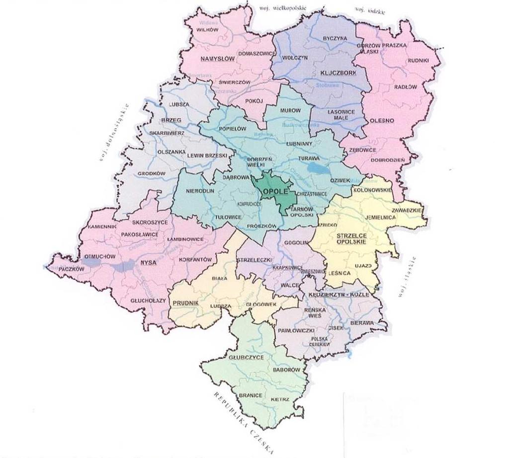 I. Rolnictwo województwa opolskiego Województwo opolskie leŝy w południowo-zachodniej części Polski, w dorzeczu Odry. Zajmuje powierzchnię 9412 km 2, z czego uŝytki rolne zajmują około 518,8 tys.