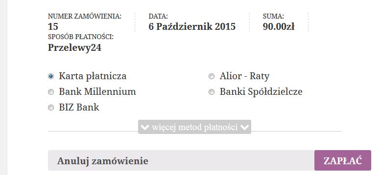 2.2.2Płatność kartą wewnątrz sklepu Po włączeniu tej opcji pojawia się możliwość dokonania płatności kartą płatniczą bez opuszczania witryny sklepu.