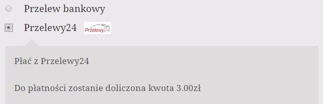 Po utworzeniu produktu będzie możliwość jego wskazania we wtyczce Przelewy24 po włączeniu opcji opłaty dodatkowej.