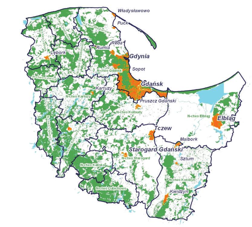 Ryc. 1. Mapa Nadleœnictwa Gdañsk w RDLP Gdañsk.