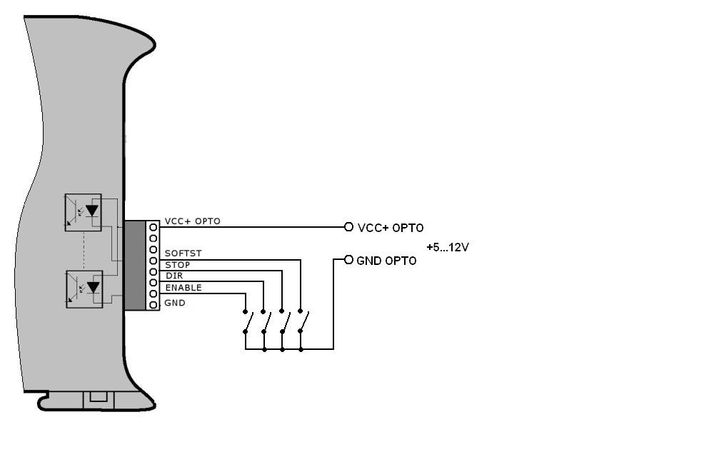 3 Wykorzystanie napięcia +5V sterownika do zasilania optoizolacji Istnieje także możliwość wykorzystania napięcia +5V dostępnego na wejściu analogowym, do zasilania wejść optoizolacji (Rys. 3).