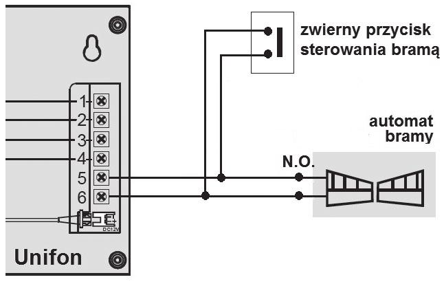Rys. 9. Podłączenie automatu bramy wjazdowej lub garażowej Rys. 10. Podłączenie dodatkowego rygla (otwieranie dodatkowej furtki lub drzwi) UWAGA!