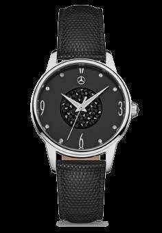 Crystal Fine Rocks Swarovskiego w środku. Lśniące wskazówki w kolorze srebrnym. Szkło mineralne.