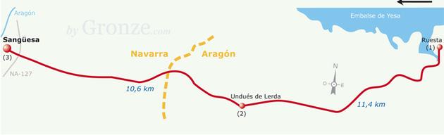 Etap 4 Ruesta - Sanguesa (19 km) Woda tylko w Undues, brak sklepu. Undues de Lerda Mieszk.: 59 Wys.: 630 m.n.p.m. Do Sanguesa: 10 km Do Santiago de Compostela: 750.