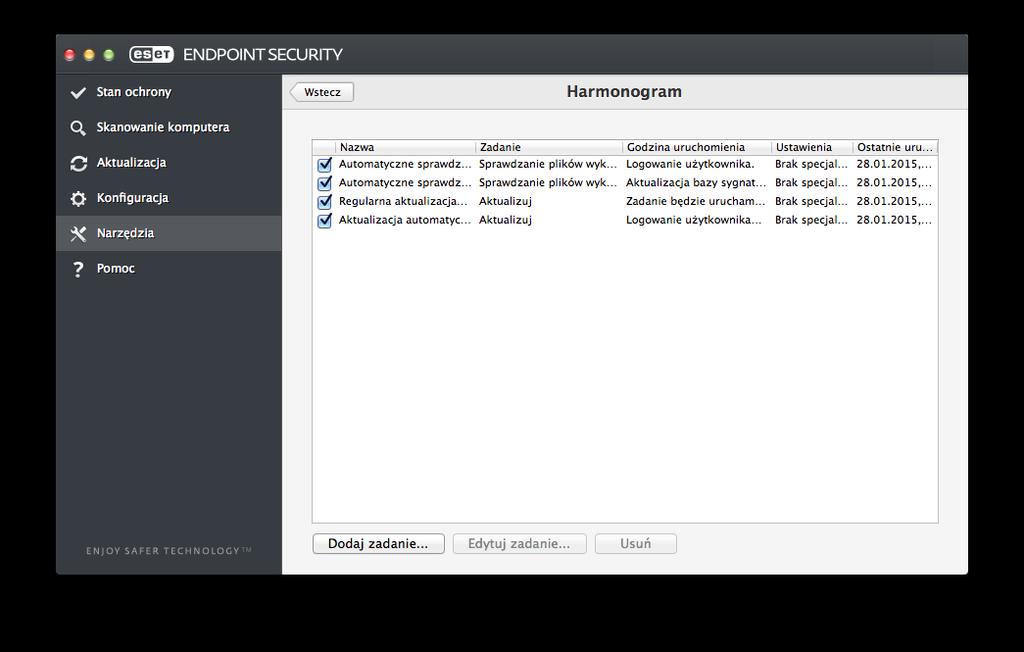 11.2 Harmonogram Opcja Harmonogram znajduje się w menu głównym programu ESET Endpoint Security, w kategorii Narzędzia.