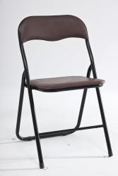 - Krzesło składane TIPO, stelaż czarny, tapicerka skay: brąz,