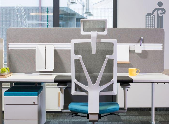 Desk and workbench panels Panele do biurek i stanowisk workbench Sound-absorbing desk panels allow us to create comfortable working conditions, especially at workstations that are designed for