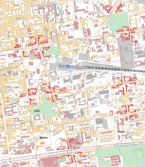 2.3. Analiza wyników pomiarów w kontekście planowanej budowy ulicy Nowotargowej na odcinku od ulicy Tuwima do ulicy Piłsudskiego Pomiary w godzinach porannego szczytu pokazały, iż ruch w strefę