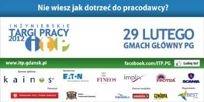 02.2012 Wydział Zarządzania i Ekonomii PIĄTEK 17.02.2012 Wydział Elektrotechniki i Automatyki WTOREK 21.02.2012 Wydział Mechaniczny ŚRODA 22.02.2012 Wydział Elektroniki, Telekomunikacji i Informatyki CZWARTEK 23.