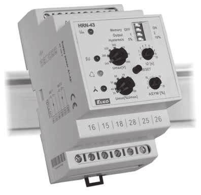 Przekaźnik kompleksowej kontroli w sieciach 3-fazowych HRN-43, HRN-43N PRZEKAŹNIKI Parametry techniczne Zasilanie: Napięcie zasilania: Tolerancja napięcia zasilania: Pomiar: Sieć: Zaciski