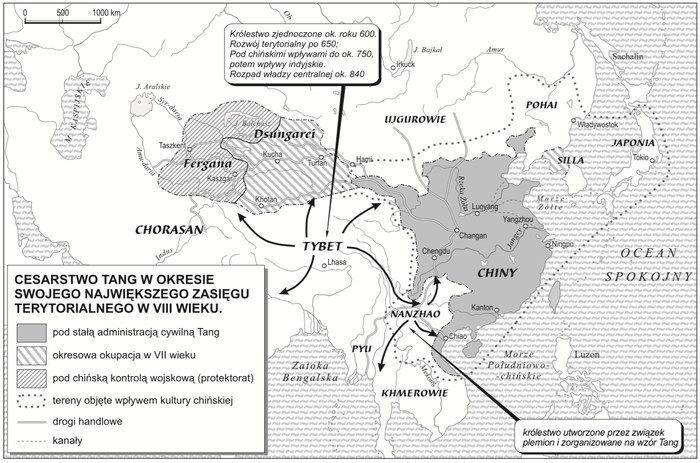 Ponowne otwarcie Jedwabnego Szlaku na Zachód zaowocowało kontaktami Chin z Azją Zachodnią, śródziemnomorskim światem arabskoeuropejskim, a na południu z Indiami.