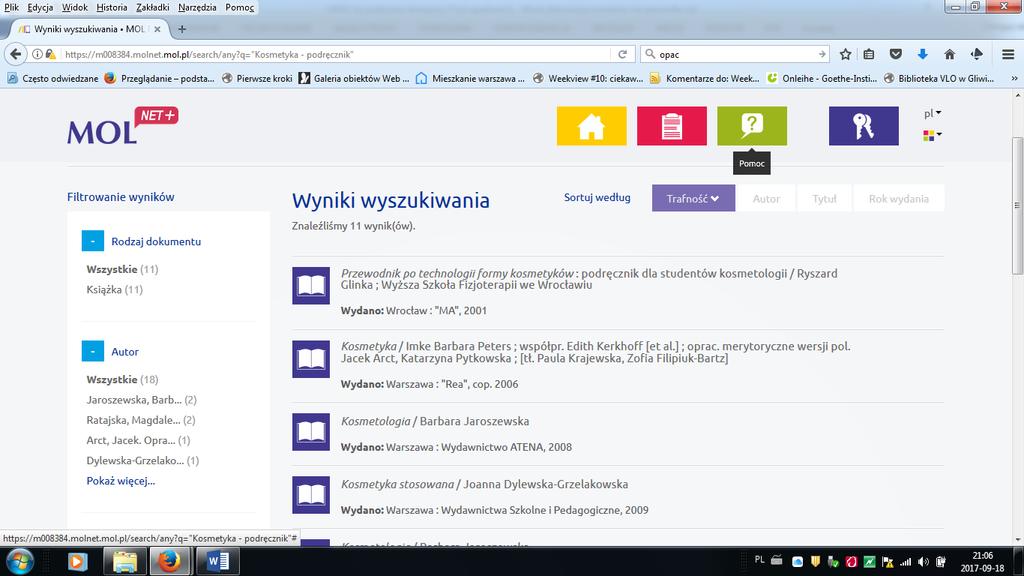 Wyszukiwanie informacji w katalogu OPAC Naciśnięcie ikonki lupy bez wprowadzania hasła do wyszukania spowoduje pojawienie się listy wszystkich tytułów