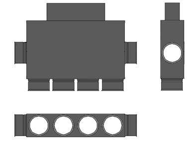 6x75mm/50x200mm Rozdzielacz rurowy trzy-króćcowy 3xFLAT/50x200mm Rozdzielacz rurowy