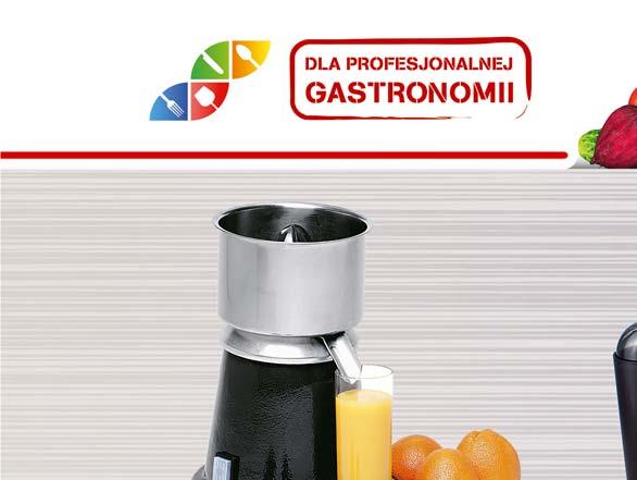 URZĄDZENIA GASTRONOMICZNE WYCISKARKA DO CYTRUSÓW moc: 180 W obudowa z materiału odpornego na rdzę pojemnik na sok ze stali nierdzewnej w zestawie 3