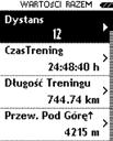 9.2 Wartości łączne Ta pozycja menu zapewnia dostęp do wszystkich wartości łącznych zapisanych w urządzeniu ROX GPS 11.0: 1. Liczba treningów 2. Czas treningu 3. Dystans 4. Wzrost wysokości 5.