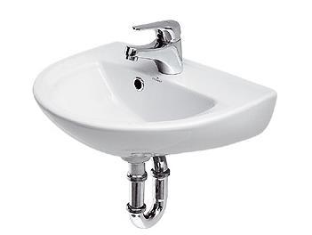 2. Umywalka 60 cm 45 cm - umywalka - ceramika biała z powłoką standardową, dostosowana do pomieszczenia - baterie chrom - umywalka kolor biały -