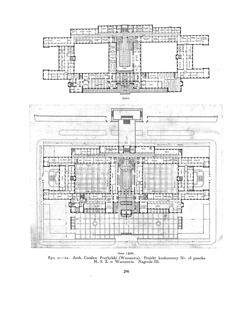 Ipiętro. Parter. 1 : 1000. Rys, 21 22. Arcłi.