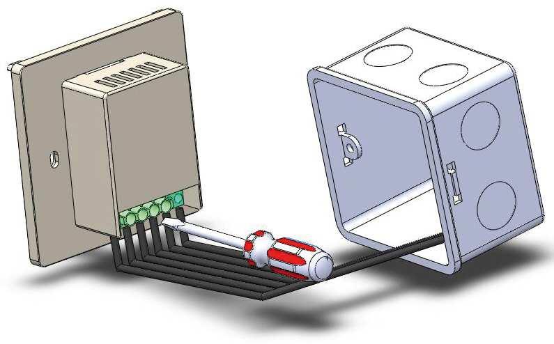 3. Okablowanie sterownika, doprowadzone do puszki elektroinstalacyjnej, należy podłączyć do odpowiednich zacisków