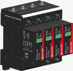 Katalog - Ograniczniki przepięć INX-B+C 12,5 TNS (FM) SPD typ 1 i 2 - ogranicznik prądu piorunowego i przepięć wymienne moduły, optyczna sygnalizacja zadziałania, moduł blokowania czteropolowy