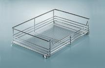 Kosz chromowany Szerokość szafki w świetle 710 mm. Do prowadnic Quadro. Szer. x gł. x wys. 15.02.C 680 x 500 x 160 mm Kosz chromowany Szerokość szafki w świetle 710 mm. Do prowadnic Quadro. Szer. x gł. x wys. 15.03.