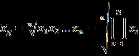 Średnia geometryczna Średnia geometryczna jest pierwiastkiem n-tego stopnia z iloczynu n wartości danej zmiennej, czyli: Gdy wartości zmiennej występują z