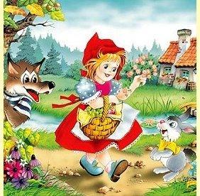 W świecie baśni 08-12. 01. 2018 Baśniowi przyjaciele (sł. i muz. J. Kucharczyk) I. Czerwony Kapturek to dziewczynka mała, która w ciemnym lesie była całkiem sama.