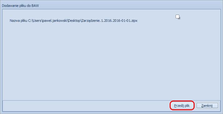 Dalszy proces publikacji aktu w BAW zostanie zrealizowany z poziomu domyślnej przeglądarki internetowej.