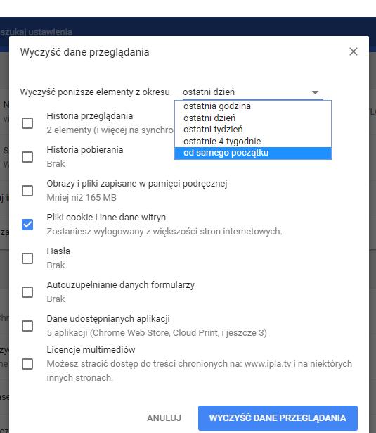 6. Kliknij: [Wyczyść dane przeglądania] Inne dostępne metody czyszczenia plików cookie w przeglądarce: Chrome 1. W prawym górnym rogu kliknij rozwijane okno opcji Więcej 2.