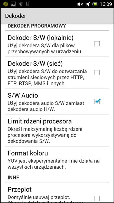 Tryb odtwarzania zostanie określony przez wybrany odtwarzacz. Aby zapewnić prawidłowe odtwarzanie plików wideo utworzonych za pomocą aparatu, sugerujemy korzystanie z aplikacji MX Player. 1.