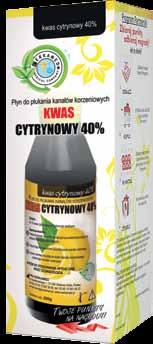 teraz również w nowej ekonomicznej pojemności 400g Substancja czynna: kwas cytrynowy 40% KWAS CYTRYNOWY 40% usuwa warstwę mazistą powstałą w trakcie