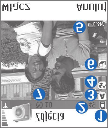 Foto-Wideo i Galeria 34 Wska¼nik trybu (3) przedstawia aktywny tryb. Patrz Tryby ujêæ, s. 37. (4) Ustawiony tryb lampy b³yskowej: Automatycz. ( ), Wymuszony ( ) lub Wy³±czone ( ).