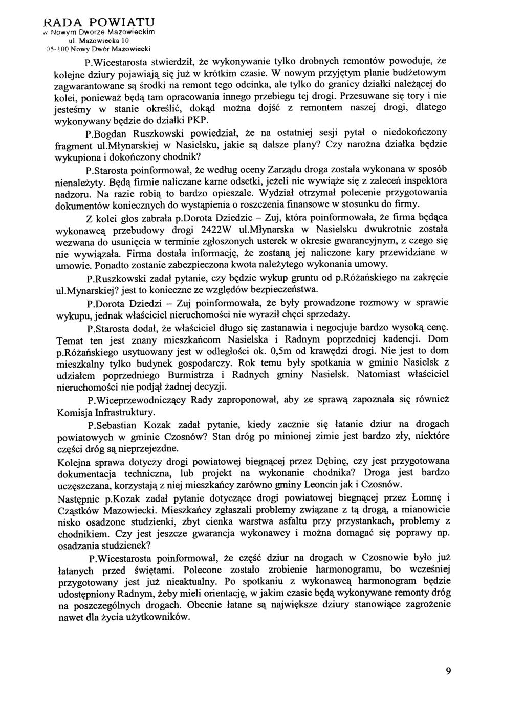 >f/ Nowym Dworze Mazowieckim ul. Mazowiecka ł O ()~-100 Nowy Dwór Mazowiecki P.