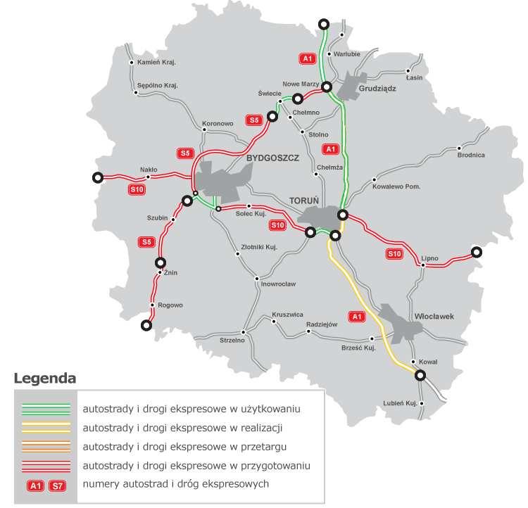 4.1.4. Wpływ budowy Autostrady A1 Obecnie część autostrady A1, która będzie pełniła rolę obwodnicy miasta Włocławek, jest na etapie realizacji.