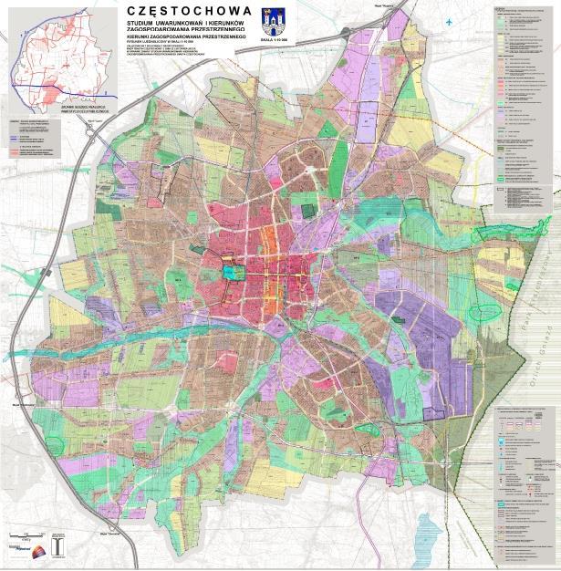 Rysunek 4-6 Studium uwarunkowań i kierunków zagospodarowania przestrzennego miasta Częstochowy Zawarte w wymienionych materiałach informacje pozwoliły na określenie funkcji