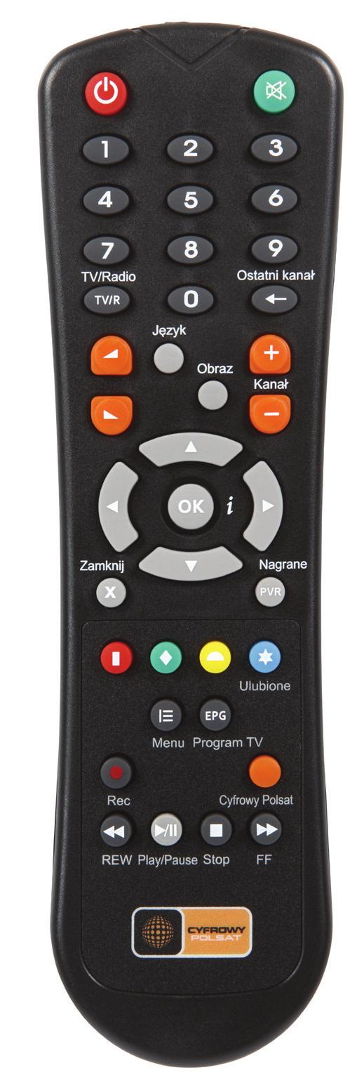 Pilot Funkcje pilota Włącz/Wyłącz Klawiatura do ręcznego wprowadzania numeru kanału Ostatni kanał przełącza między poprzednim a bieżącym kanałem TV/Radio przełącza między telewizją a radiem Głośność