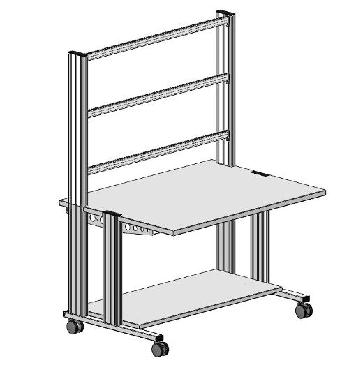381 Mobilne stanowisko doświadczalne IMS, SybaPro, 1200 mm, dwupoziomowe Rama doświadczalna ST7200-3T 1 Mobilny, wykonany z profili aluminiowych wózek mechatroniczny z możliwością łączenia w szereg