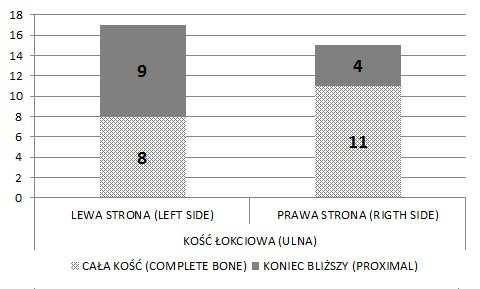 Final values of adult postcranial bones from trench No. 69 (RIGHT SIDE) Ryc. 4.