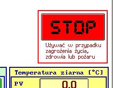 Przycisk STOP. Na ekranie głównym znajduje się duży czerwony przycisk STOP rys. 29.