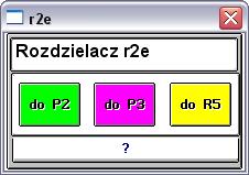 3.4. Rozdzielacze elektryczne r1e r5e Kursorem należy najechać na wybrany rozdzielacz i kliknąć lewym klawiszem myszki. Na ekranie pojawi się okienko jak na rys.5. Przyciskami wybiera się drogę technologiczną, która ma zostać załaczona.