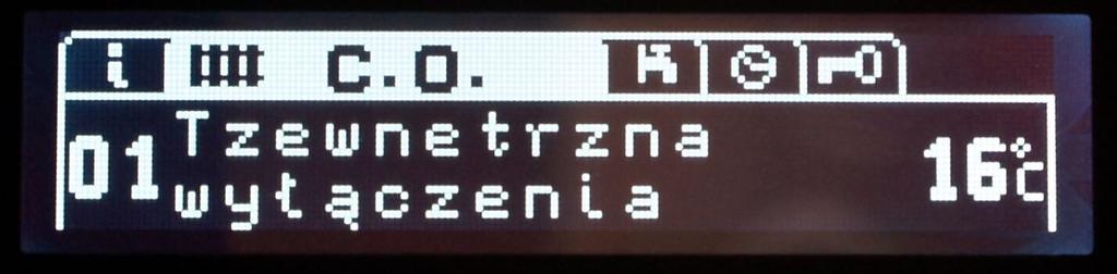 3.5.4 Lista nastaw obiegu C.O. Aby przejść do listy nastaw CO należy nacisnąć klawisz a następnie klawiszami i wybrać zakładkę C.O. tak aby ekran wyglądał jak na poniższej ilustracji: Ilustracja 11: Widok ekranu regulatora z wybraną grupą nastaw CO.