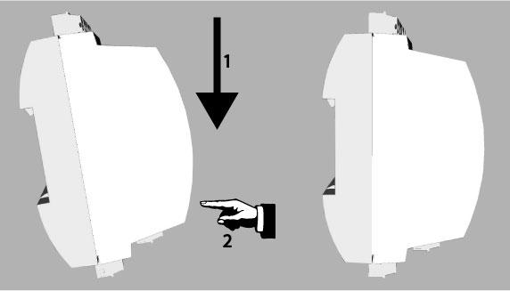 Access Modular Instalacja pl 21 4 4.1 Instalacja Montaż Urządzenie AMC2-4R4 można zamocować na standardowej szynie montażowej 35 mm przy użyciu mechanizmu zatrzaskowego.