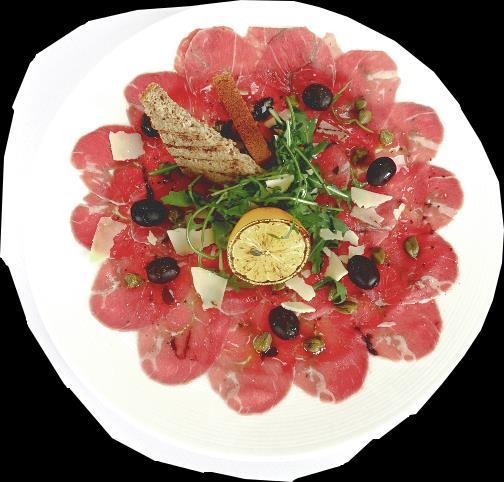 PRZYSTAWKI STARTERS Zapiekany ser kozi 1,4,5 serwowany z sosem malinowym. Baked goat cheese 1,4,5 served with raspberry sauce.