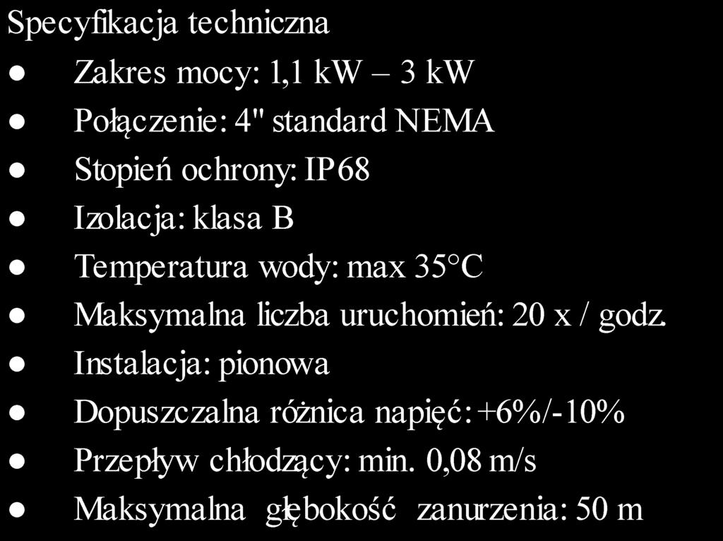 SPECYFIKACJA SILNIKÓW