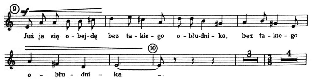 Kwartalnik Studentów Muzykologów UJ 28 Przykład 4. Część I, numery 9-10 (W. Lutosławski, Tryptyk śląski na sopran i orkiestrę symfoniczną, PWM, Kraków 1974, wkładka s.2).