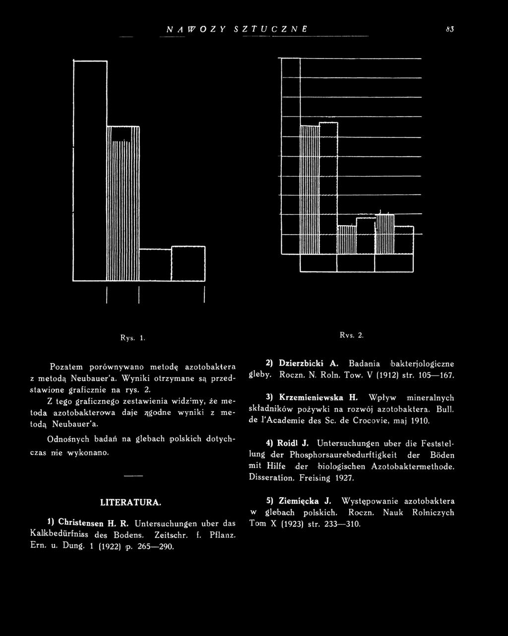 LITERATURA. 5) Ziemięcka J. Występowanie azotobaktera w glebach polskich. Roczn. Nauk Rolniczych 1) Christensen H. R. Untersuchungen uber das Tom X (1923) str.