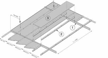 PRELUDE SIXTY 2 Zastosowania standardowe Rysunek systemu (moduł 1800 x 300mm) Standardowy montaż płyt z krawędzią Board lub Tegular na konstrukcji widocznej 24mm maks.