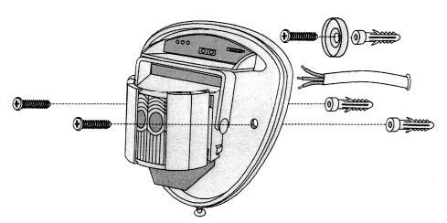 Rysunek 3 3) Przełożyć standardowy 12 żyłowy kabel po przez otwory w obudowie detektora. Nadepnie oczyścić końcówki przewodów z izolacji i zamocować w złączu zaciskowym jak pokazano na rysunku 7.