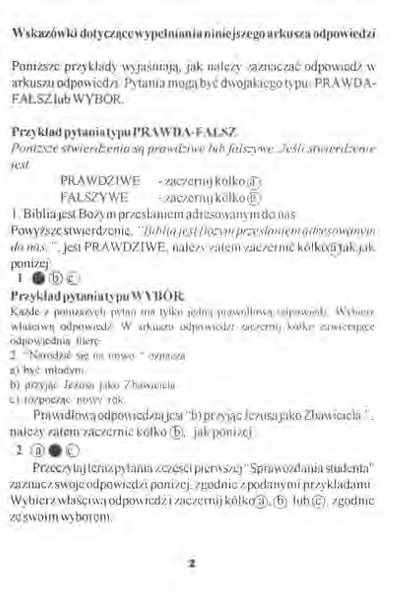 \\' skazówki dol)'cząccl")'pclnian ia n inicjs7.cgo arkusza odpowiedzi Poniższe przykłady wyjaśniają. jak należy zaznaczać odpowiedź w arkuszu odpowiedzi.