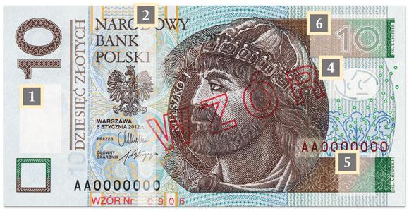 1) BANKNOT 10 PLN Na banknocie 10 PLN znajduje się portret księcia Mieszka I.